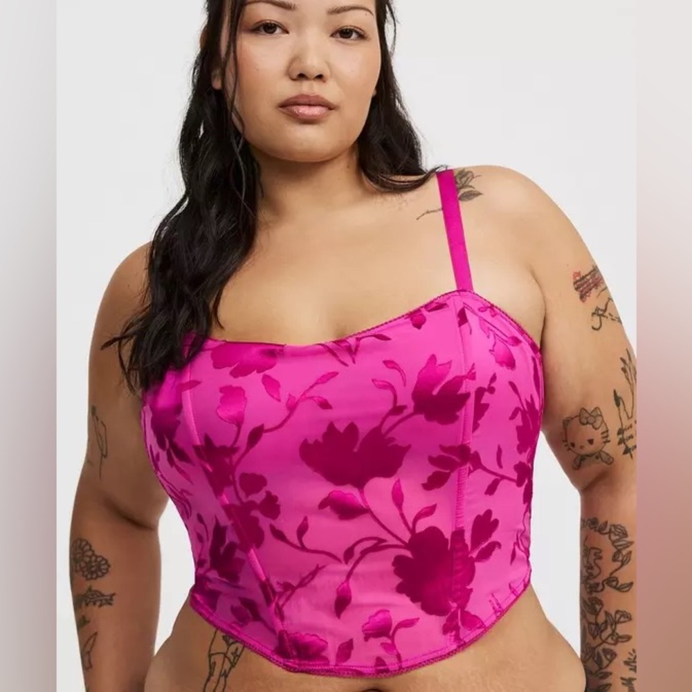 torrid Floral Bustier Cami in Bright Pink